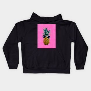 Neon Pink Pineapple Sunglasses Kids Hoodie